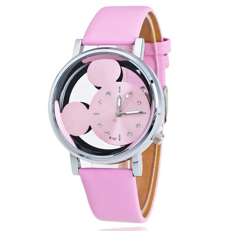 Brand Leather Cartoon Quartz Watch Women Children Girl Boy Kids Fashion Bracelet Wrist Watch Wristwatches Clock Relogio Feminino