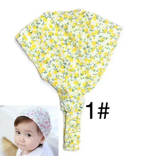 かわいい幼児女の赤ちゃんバンダナ帽子子供新生児フラワーカチューシャ着用スカーフボウシ4色