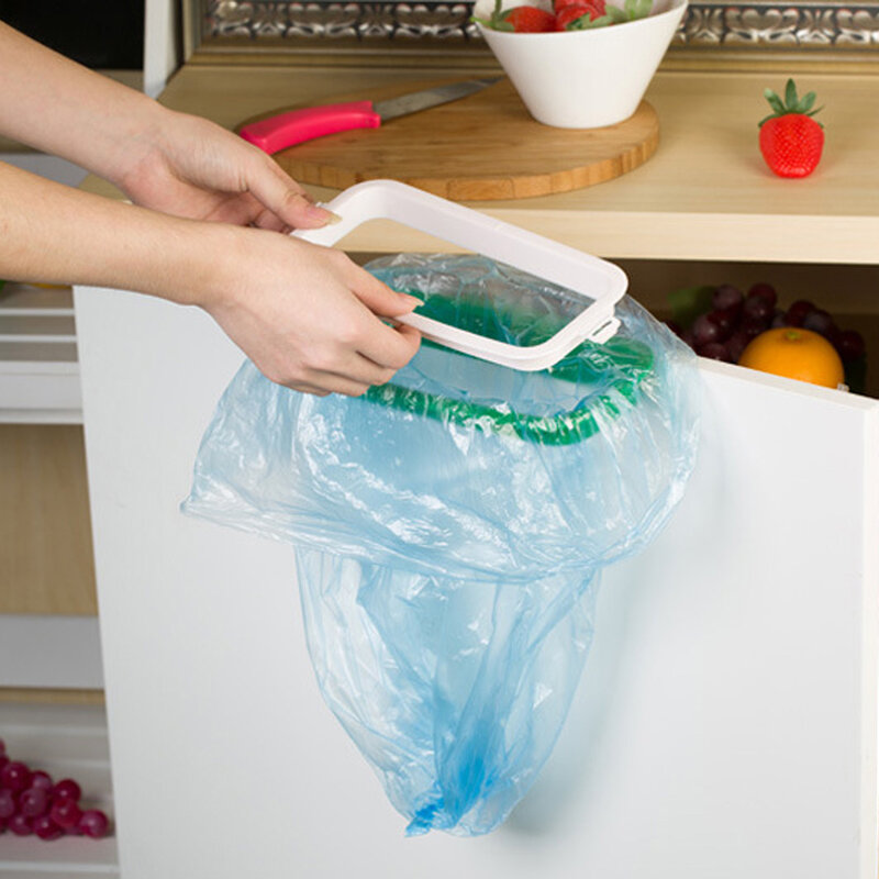 Porta do armário de Volta Pendurado Rack de Armazenamento De Lixo Saco de Lixo De Lixo Da Cozinha Pode Titular Pendurado Armário de Cozinha Rack de Lixo lixeira