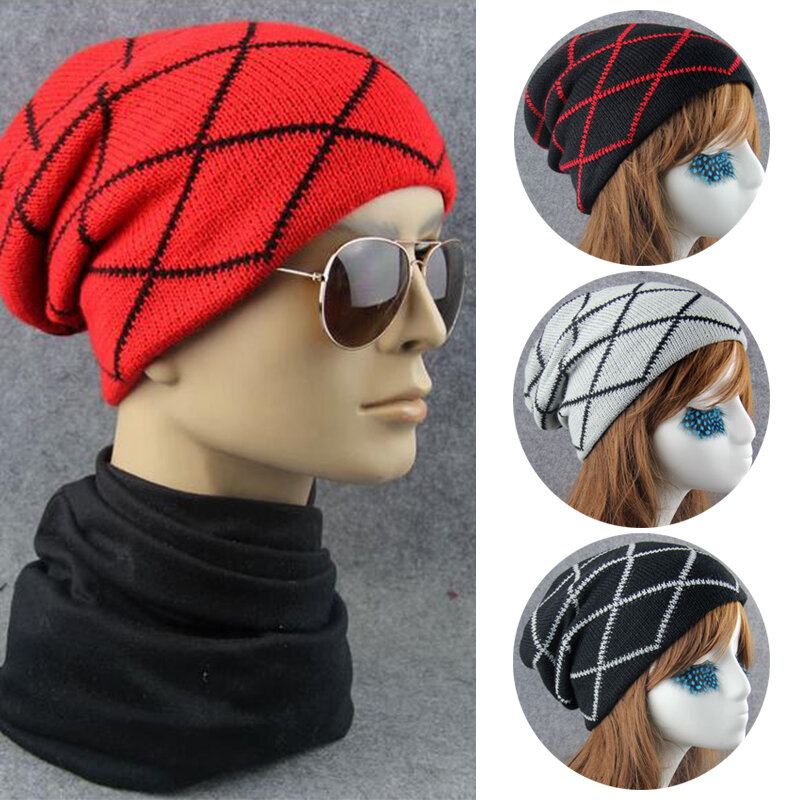 2020ユニセックス秋冬ニット帽子カジュアルなチェック柄キャップ雪のキャップファッションレジャー帽子の女性キャップ