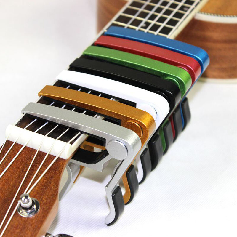 Capotraste elétrico para violão, baixo, violino, ukulele, capo com uma mão só, braçadeira com gatilho-material de metal