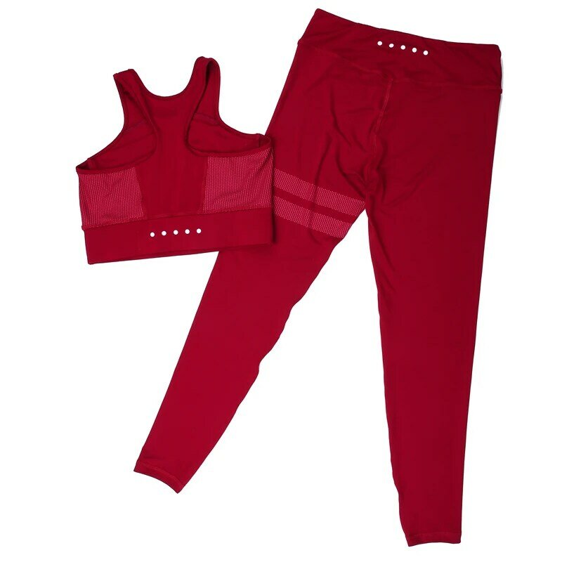 2Pcs Sports Suits Yoga Set Women Fitness Sportswear High Waist Leggings Strappy Sports Running GYM Workout Pants+Bra