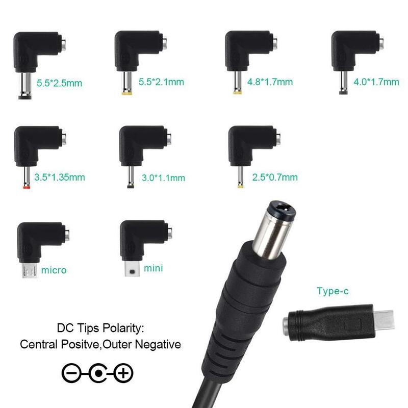 Universal usb para dc 5.5x2.1mm plug cabo de alimentação com 10 conectores para roteadores, mini ventiladores, alto-falantes, câmeras, smartphones, etc.