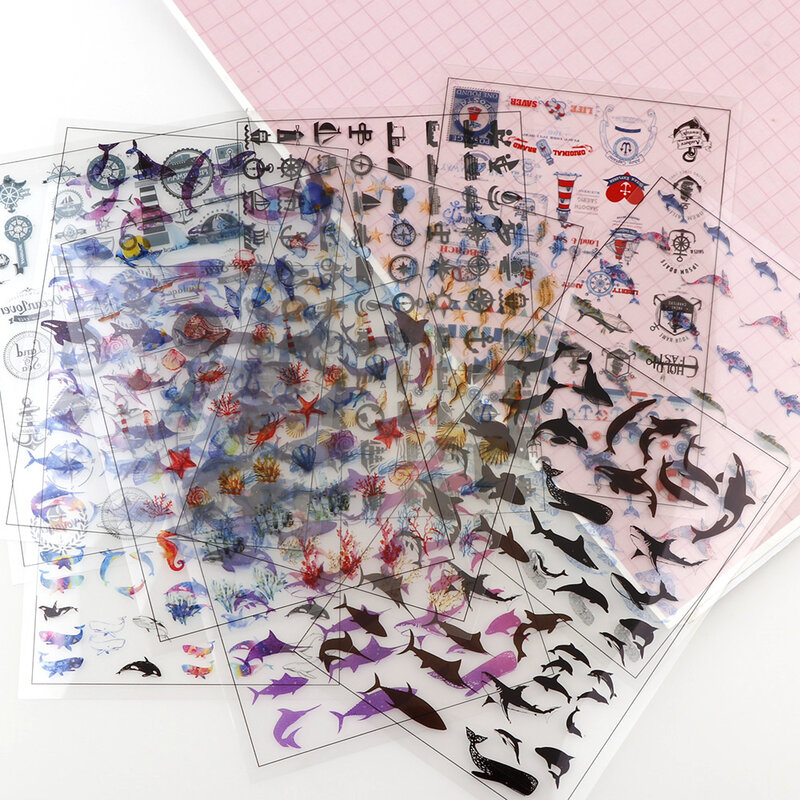 5 Pieces Of Whale Transparent DIY Sticker Diary Album Decoration Tool Material