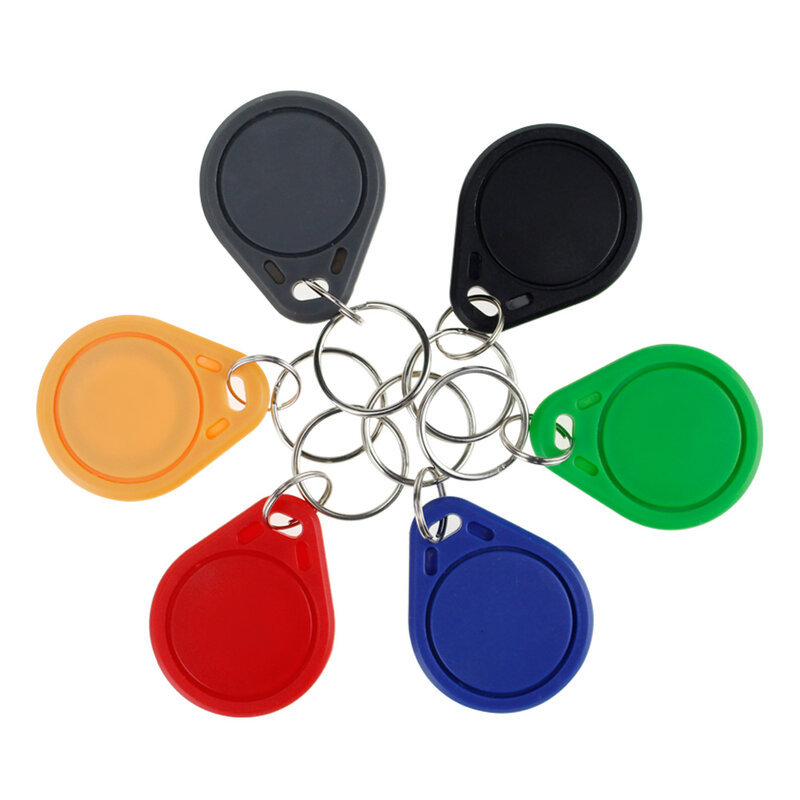 100 pces rfid keyfobs 13.56 mhz chaveiros nfc tags iso14443a mf clássico®1k nfc controle de acesso token smart keycard seis cores