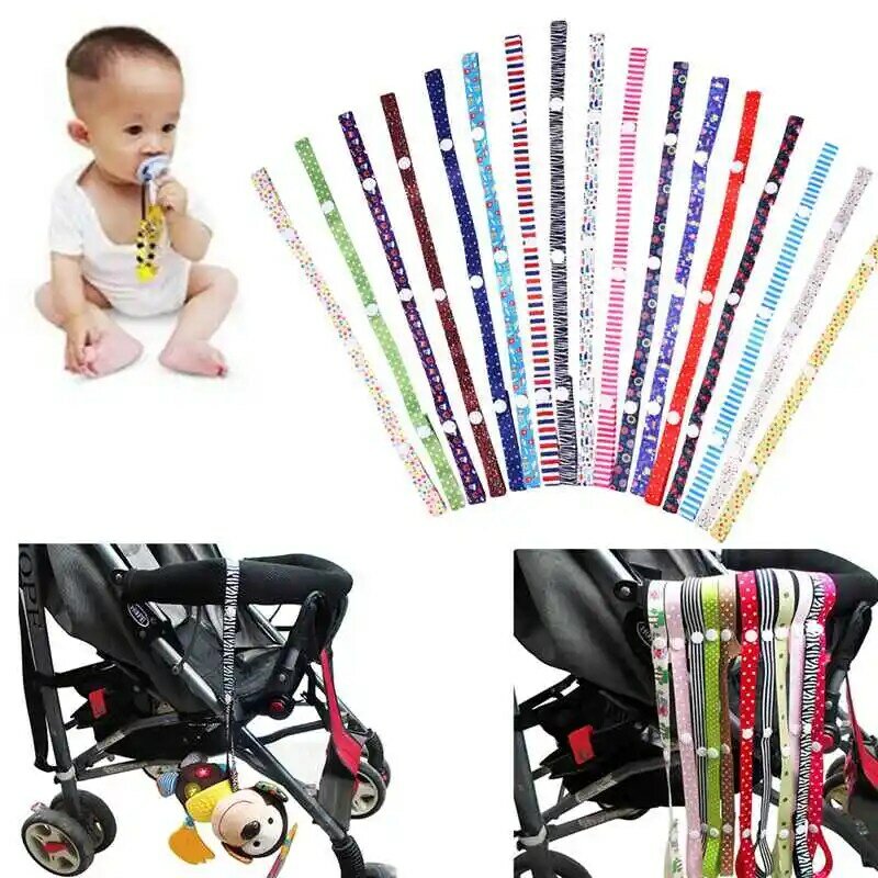 Prendedor de chupeta antiperda para carrinhos de bebê, acessórios de brinquedo, tira de suporte para chupeta colorida para carrinho, 1 peça