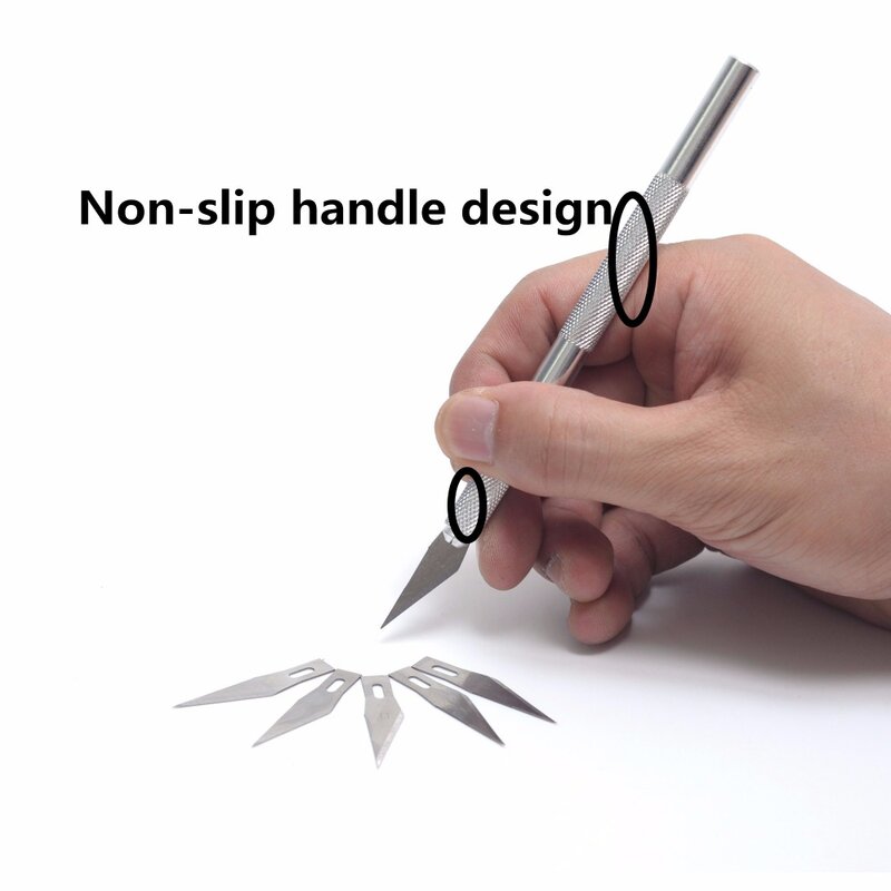 Bianyo artista cuchillo mango de aleación con 6 uds Set de hojillas para escultura herramientas cortador para artesanía cuchillo arte de papelería suministros