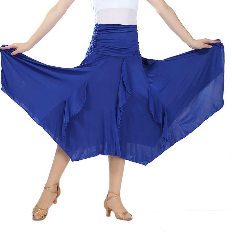 Falda de baile de salón de baile latino falda de baile de salón de baile Irregular de Color sólido a la moda