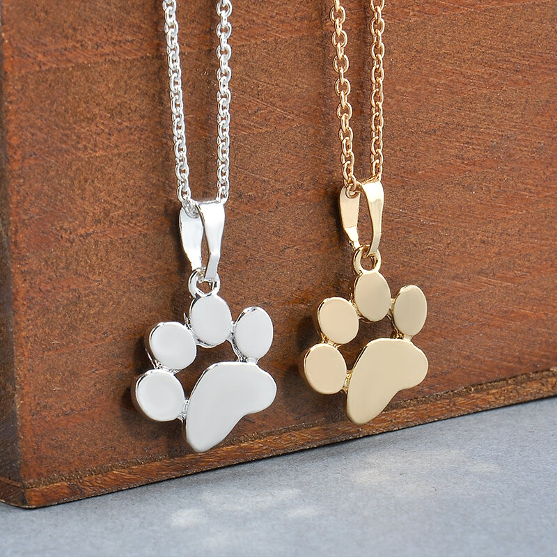 Fashion Cute Pets Dogs Footprints Paw Chain Pendant Necklace Pendants Jewelry for Women Neck Choker Kids Gifts