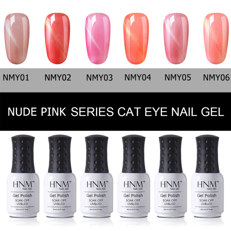 HNM 8ml Nail Gel Newest Pink Burgundy Cat Eye Gel Nail Polish UV LED Long Last Hybrid Gel Varnish Paint Gellak Lucky Lacquer