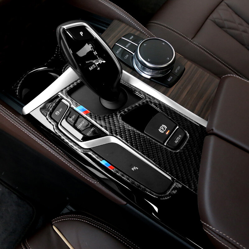 คาร์บอนไฟเบอร์สำหรับ BMW 5 Series 6GT G30 G32เกียร์ด้านในกรอบกล่อง Shift Trim แผงตกแต่งสติกเกอร์อุปกรณ์เสริม