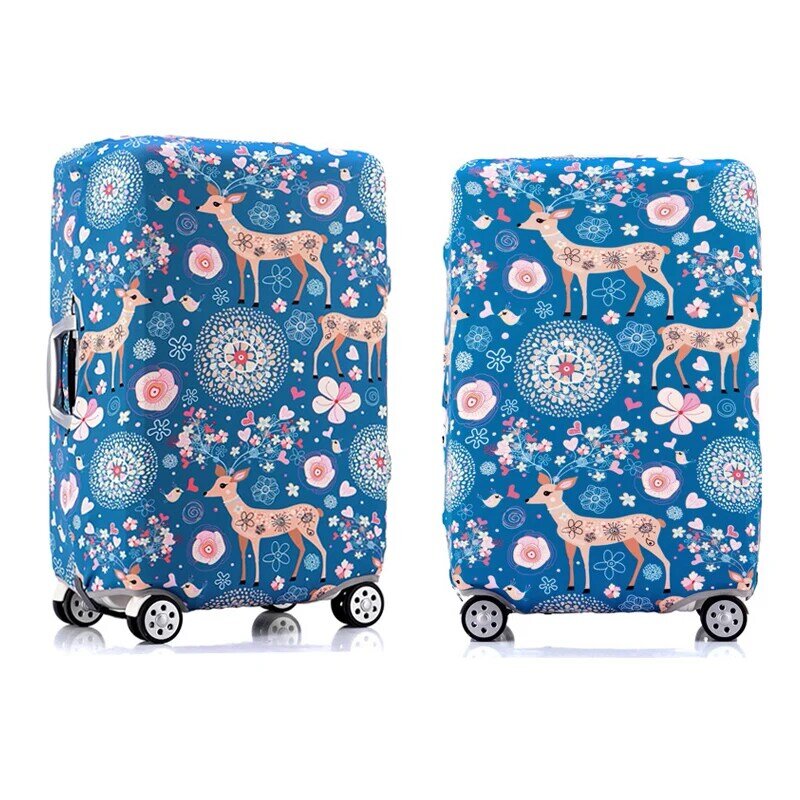 JULY'S SONG Chirstmas Deer Luggage Protective Covers For 18-32 inch Trolley Luggage Case Elastic Dust Waterproof Suitcase Cover