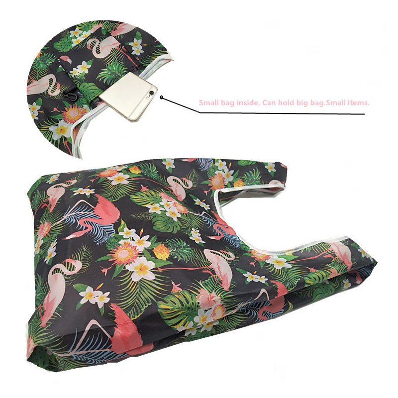 Blume Tote Beutel Handtaschen Flamingo Faltbare Große-kapazität Mode Tragbare Frauen Lebensmittelgeschäft Wiederverwendbare Speicher Tasche Einkaufstaschen