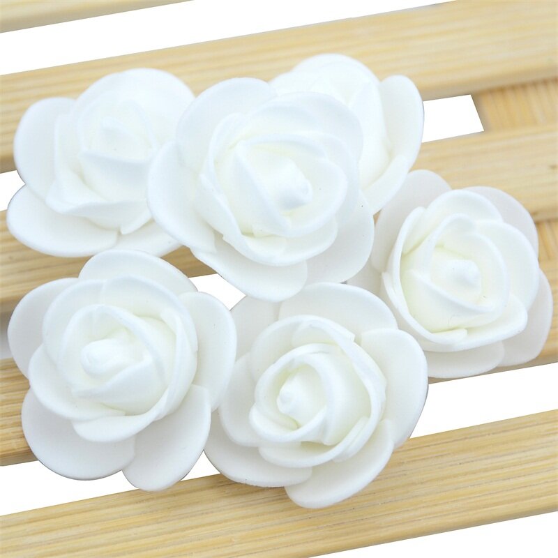 100 Buah 3.0Cm Mini Bunga Buatan PE Busa Naik Kepala Buatan Tangan DIY Pernikahan Dekorasi Rumah Hari Valentine Persediaan Karangan Bunga Kerajinan