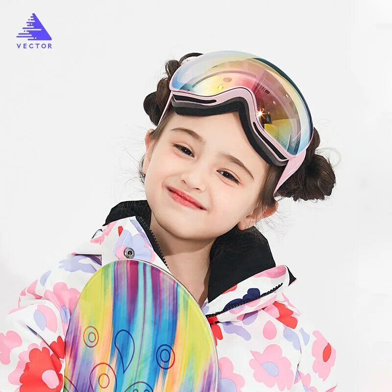 Gafas de esquí magnéticas para niños, esféricas grandes, de doble capa, UV400, para esquí, Invierno