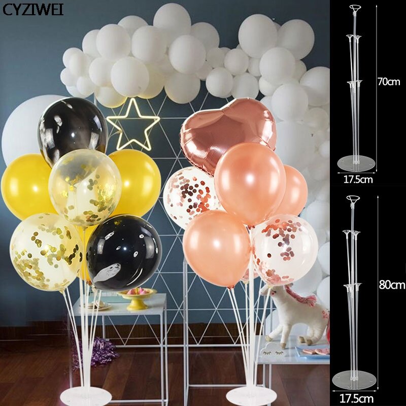 1 Juego de decoración para fiesta de cumpleaños de niños y adultos, con soporte de globo, columna de plástico transparente, globo, globo de Navidad