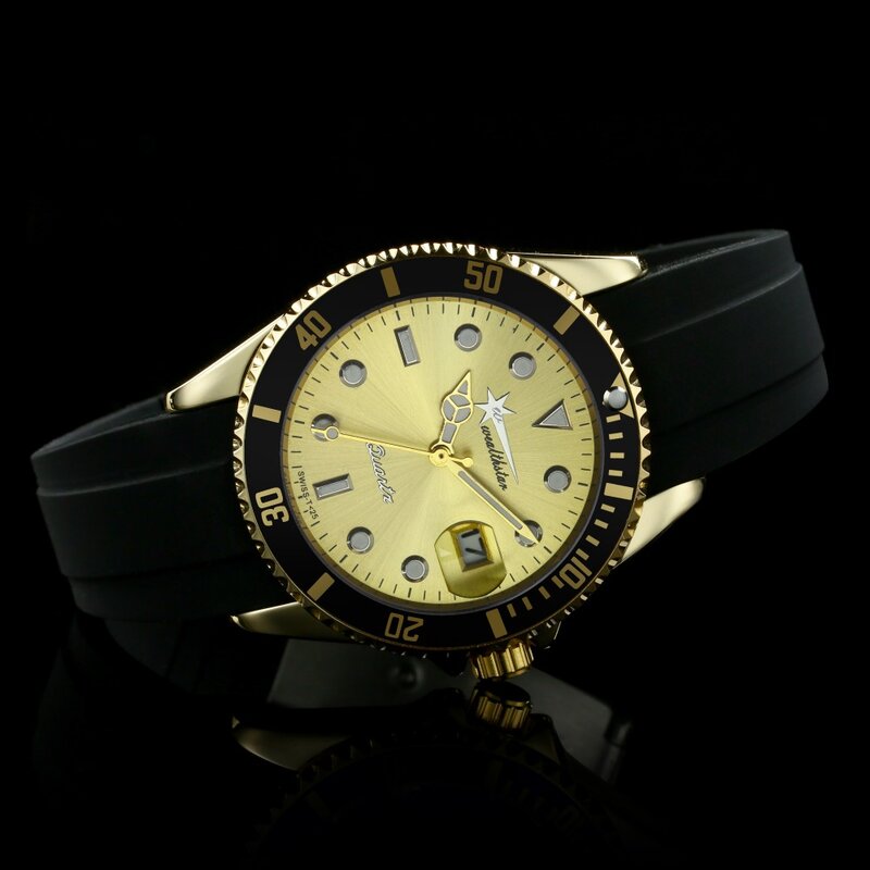 Wealthstar-reloj de cuarzo deportivo para hombre, cronógrafo con correa de silicona, estilo Casual, marca famosa, con fecha automática, de lujo