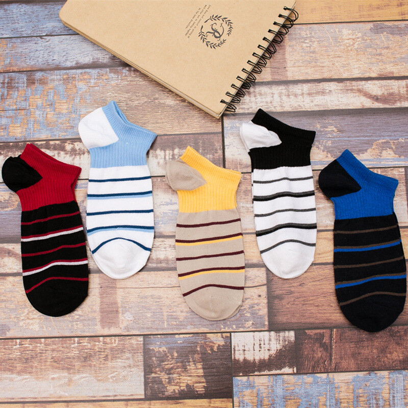 5 Pair Colorful stripes New cotton Socks Men Casual Mixed Colors Fashion Socks Men Brand All-Match Invisible Socks For Men