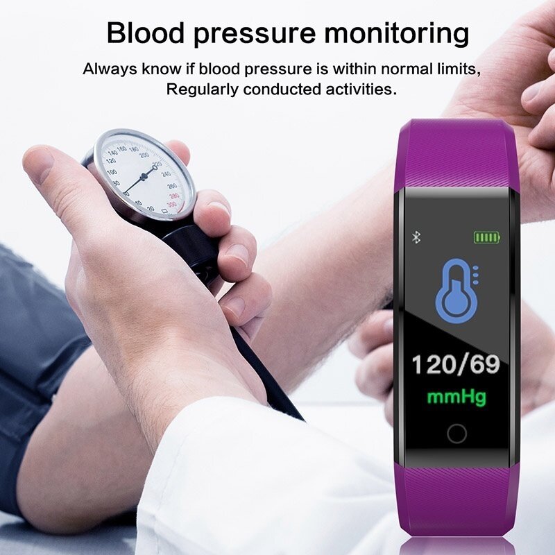 Tela ao ar livre inteligente pressão arterial e freqüência cardíaca pedômetro fitness monitor de freqüência cardíaca sem fio esportes assistir equipamentos fitness