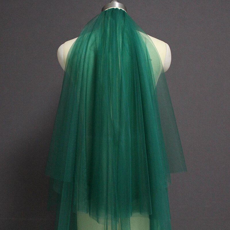 Velo de novia largo verde 2 T, cubierta de encaje brillante 3 M, velo de novia árabe musulmán con peine, colorete, accesorios para novia