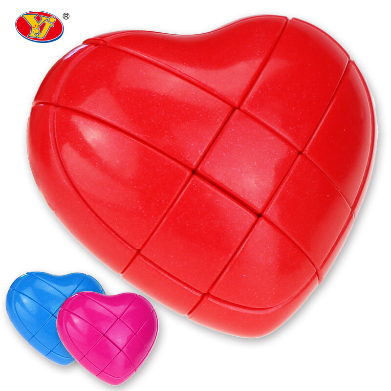 Cubo mágico de torsión en forma de corazón para niños, rompecabezas de velocidad, juguetes educativos, 3x3x3