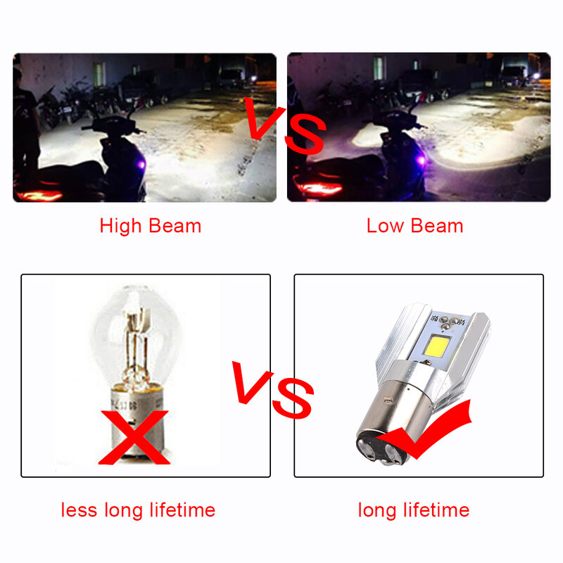 Ampoules de phares de Moto Led H6 COB 1000LM BA20D, lampe H/L, Scooter, ATV, accessoires de motocyclette, feux antibrouillard