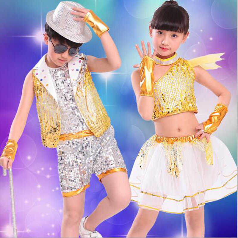 Bazzery Children Jazz Dance Clothes with Wristbands Modern Dance Ballroom Costume Jazz Suit for Primary School kindergarten Kids