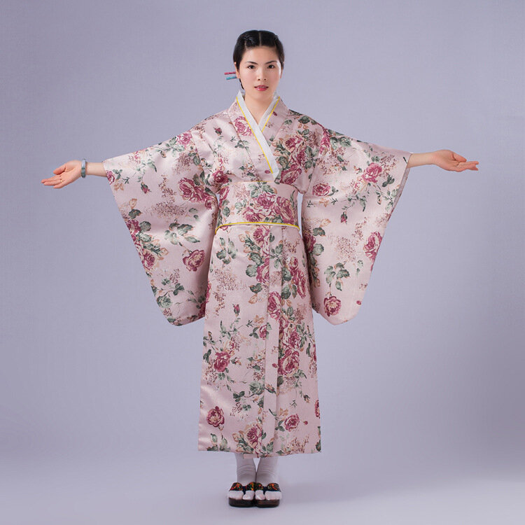 Yukata-kimono tradicional japonés para mujer, albornoz femenino