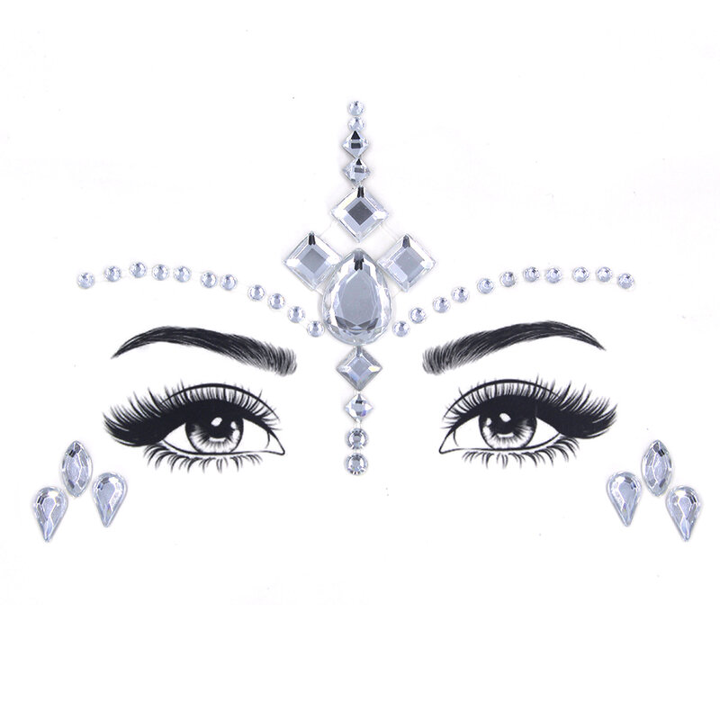 Stiker Tato Glitter Permata Wajah Rias Wajah Seni Tubuh Perhiasan WAJAH Modis Cantik untuk Pesta Festival