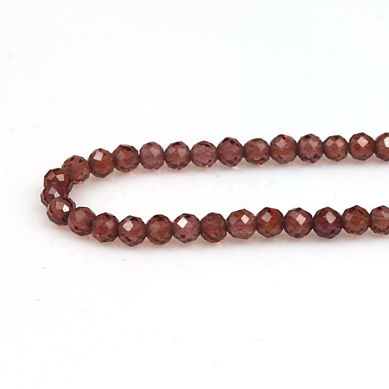 2mm 3mm Natural Champagne Garnet Stone Round Faceted Gemstone Loose Beads DIY Accessories for Jewelry Necklace Bracelet Making