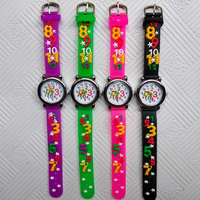 Детский сад с арабскими цифрами детские часы с черным ремешком прекрасные дети часы для мальчиков и девочек часы ребенок кварцевые наручны...