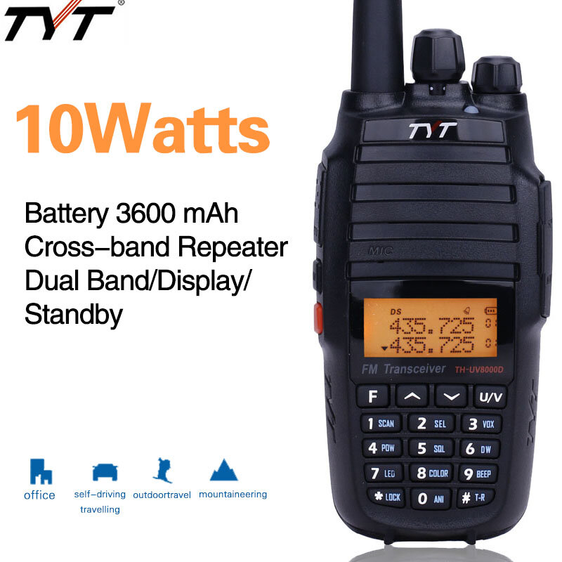 TYT TH-UV8000D 10Watt walkie talkie Kreuz Band reapter 3600mAh Batterie uhf vhf dual band 10km Lange palette THUV800D two way radio