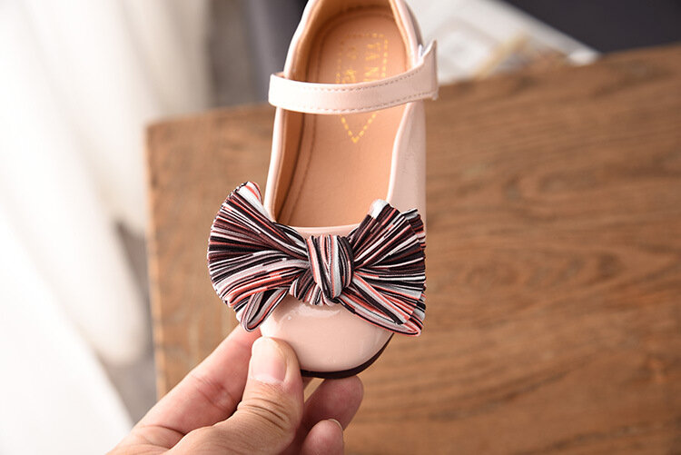 Chaussures de princesse imperméables pour filles, en cuir artificiel, avec nœud papillon, chaussures de fête décontractées pour bébés