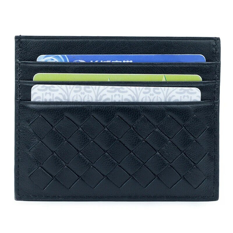 新着羊皮超薄型カード財布保証ホットブランドデザイナーユニセックス本革高品質