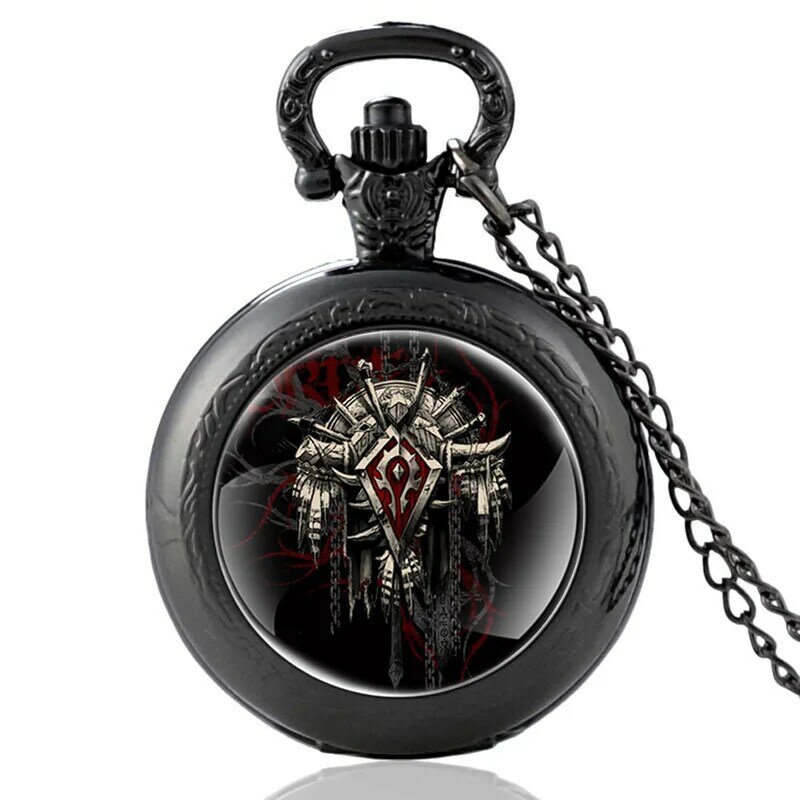 ساعة جيب كوارتز عتيقة من عالم warcraft للرجال والنساء ، قلادة برونزية ، هدايا