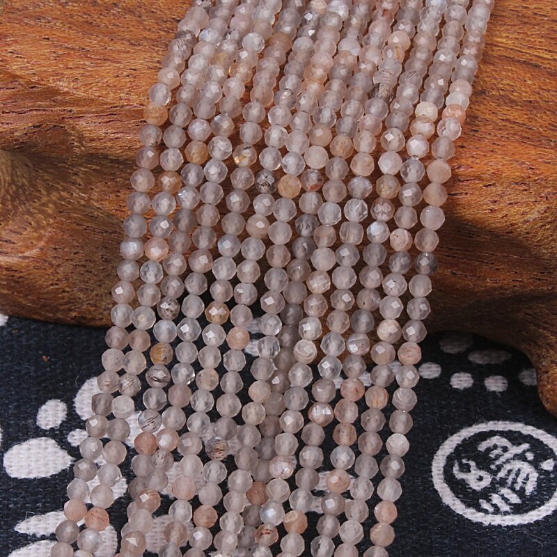 Natur Facet Mondstein Edelstein 2mm 3mm Runde Multi Farbe Lose Perlen DIY Zubehör Halskette Armband Ohrring Schmuck Machen
