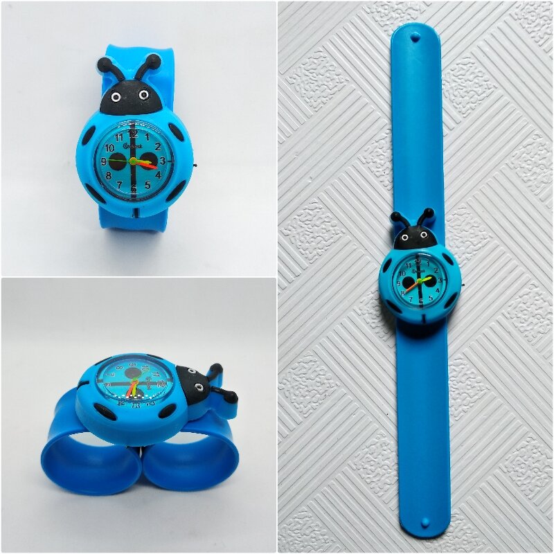 Reloj de pulsera de silicona para niños y niñas, pulsera de cuarzo con diseño de rana de abeja de dibujos animados, 3 estilos variados, 1 piezas