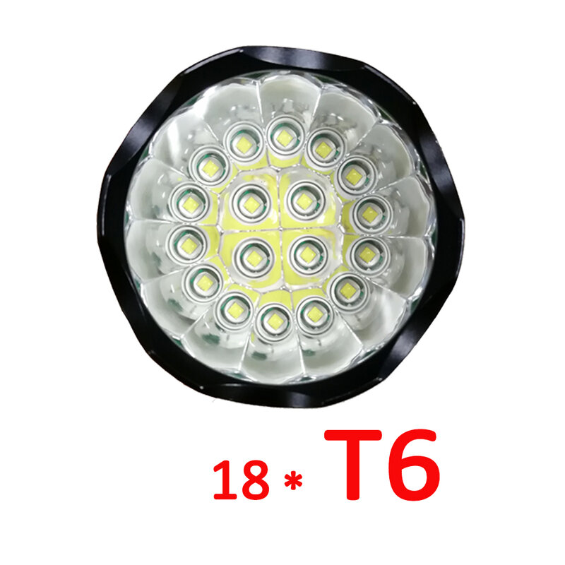 Linterna LED recargable por USB 18x XML T6, 20000LM, potente linterna para camping + batería 26650 + cargador