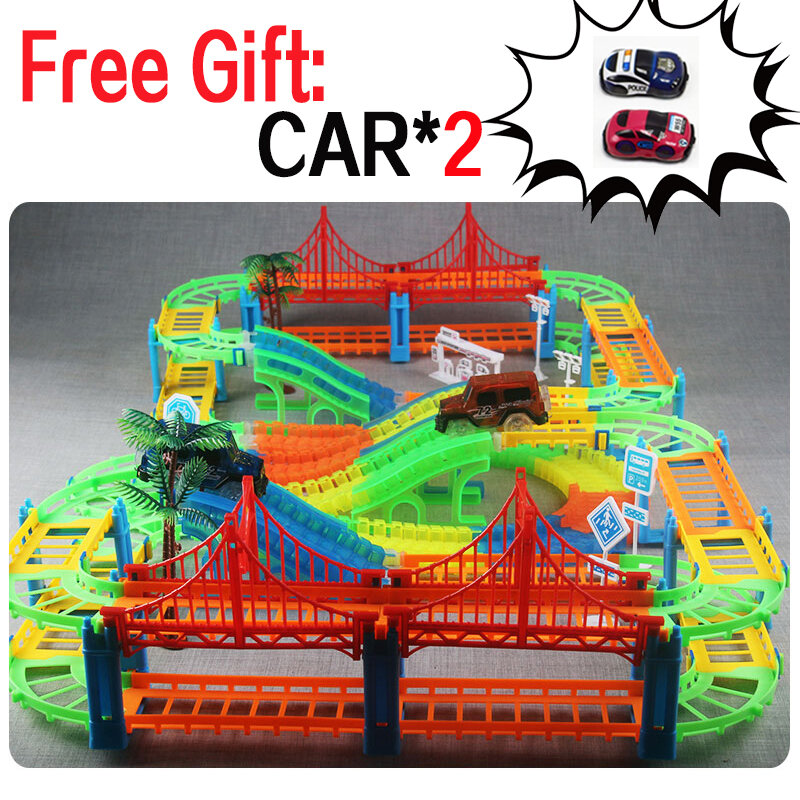Pista mágica Universal de carreras que brilla en la oscuridad para niños, pista educativa, coche de juguete, Rail, pistas de coches, regalo