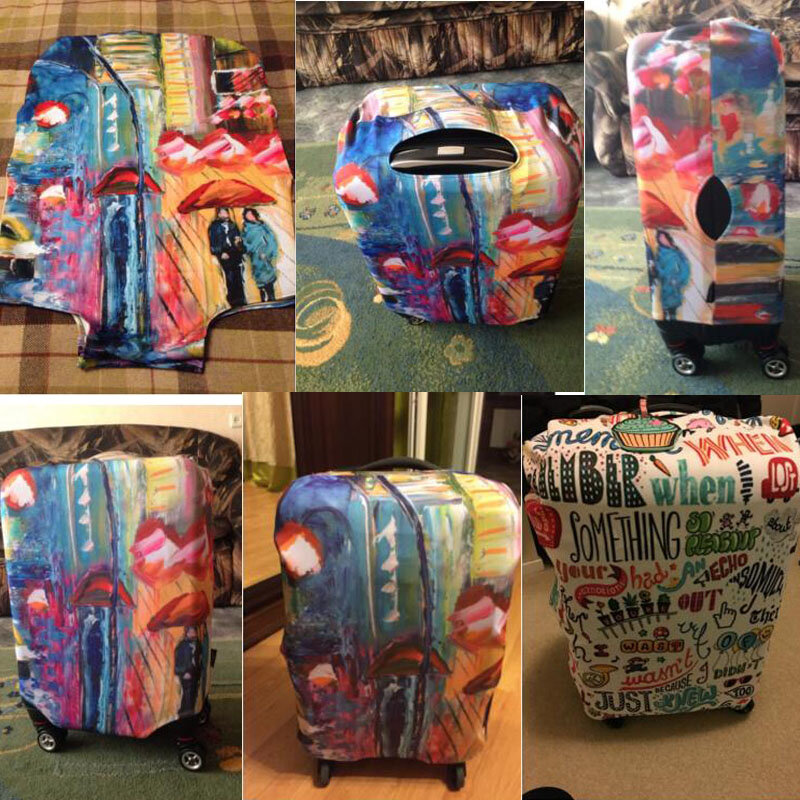 FORUDESIGNS-funda protectora de equipaje con estampado de gato apilado, cubierta elástica para maleta a cuadros, antipolvo