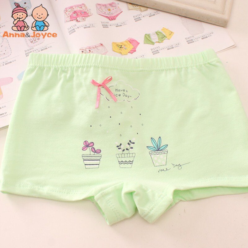4pc/lot Girls Soft Flat Angle Underwear Baby Pure Cotton Underpant Cure Cotton Boxers Underwear for 2 To 12 Y