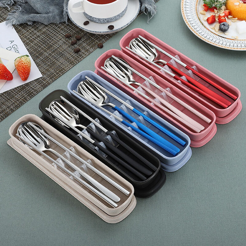 3 pz/set 304 in acciaio inox stoviglie cucchiai forchette bacchette combinazione stoviglie Set di posate accessori da cucina