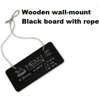1個/ピース/ロット新しい小さな木製壁掛けブラックボードロープウッド黒板メモメッセージボード木製ドアプレート