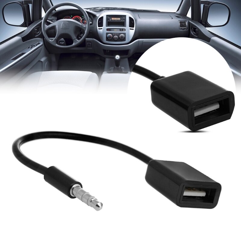 OOTDTY 3.5mm Male AUX Audio Plug Jack To USB 2.0 Female Converter Cable Cord For Car MP3