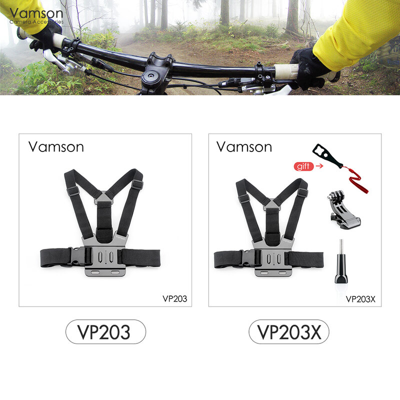 Vamson-Correa de pecho para Gopro, accesorios de montaje de arnés para el cuerpo, trípode para Insta360, Hero 10, 9, 8, 7, 5, 6, Yi 4K, VP203