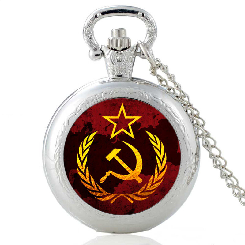 Reloj de bolsillo de cuarzo Retro de bronce de recintos soviéticos, COLLAR COLGANTE de las mujeres para hombres