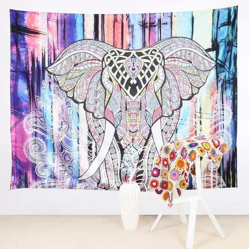 BeddingOutlet Elefante Arazzo Colorato Stampato Decorativo Mandala Arazzo Acquerello 130cm x 150cm 153cm x 203cm Boho parete Tappeto