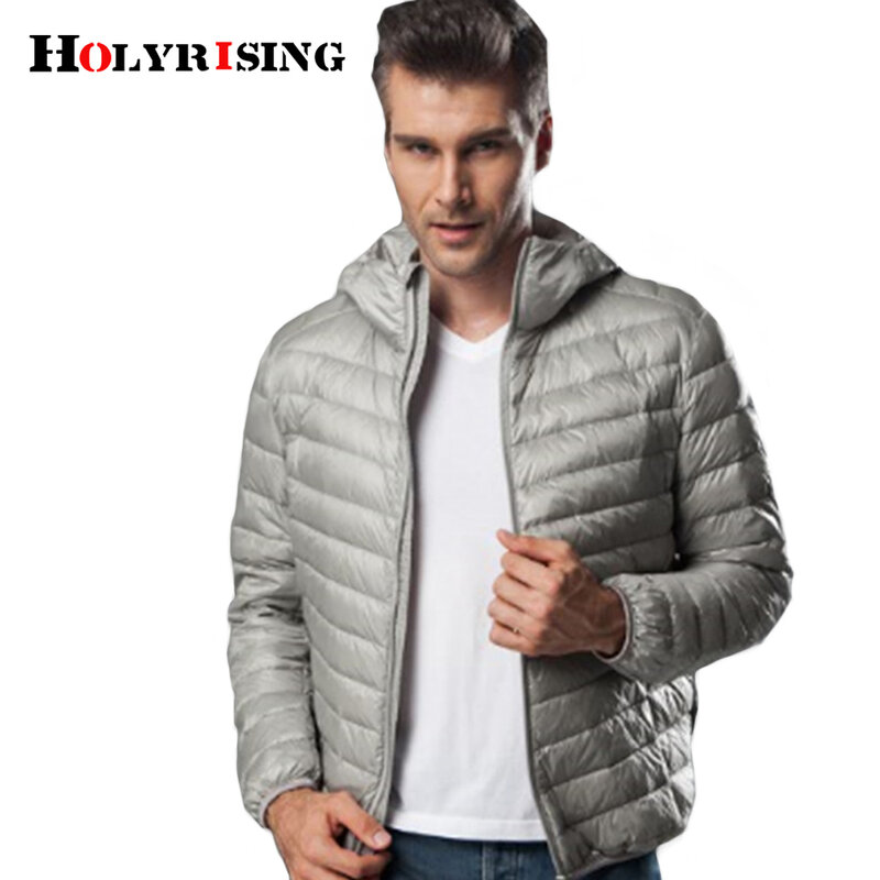 Holyrising casaco de inverno masculino leve pato down jaqueta com gola virada para homens casaco com capuz zíper roupas masculinas tamanhos 18446 a 5