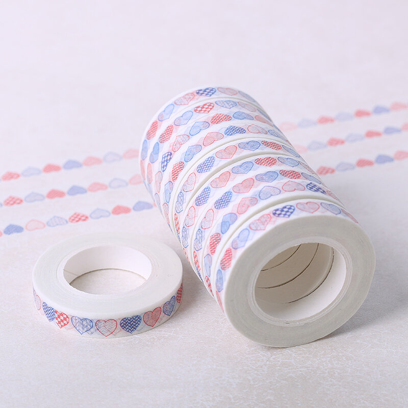 Cinta Washi de papel decorativo, accesorios de artesanía DIY, cinta adhesiva para decoración de corazón, 8mm x 10m
