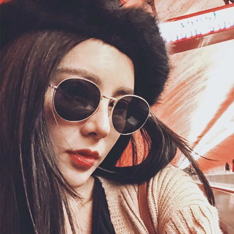 Женские Овальные Солнцезащитные очки с металлической оправой, Ретро стиль, UV400, 2019